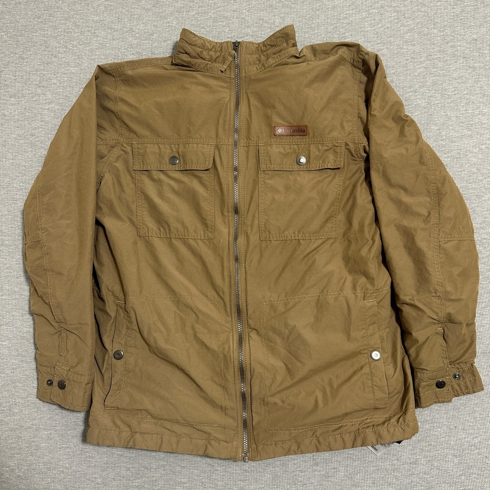 Columbia XM2794 Brown Cotton Blend Flannel Lined Field Jacket Mens Large
